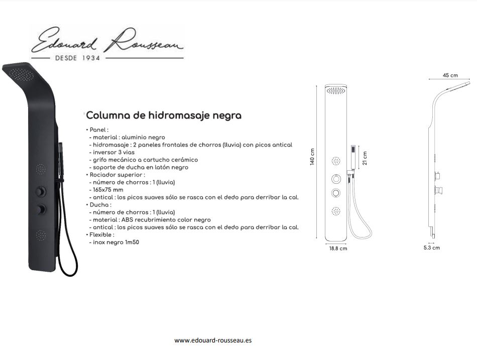 COLUMNA HIDROMASAJE MIDTIME ALUMINIO NEGRA