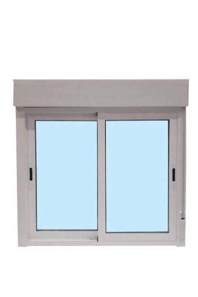 Ventana PVC blanca oscilobatiente con persiana de 120X125 cm