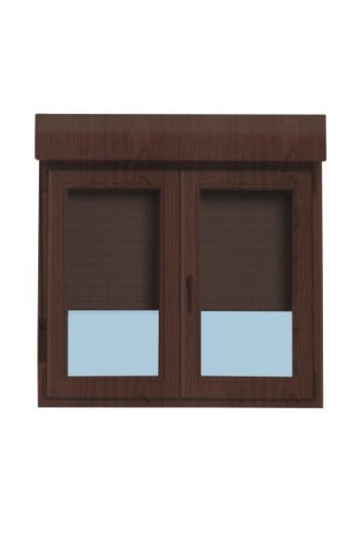 Ventana de PVC oscilobatiente con persiana color nogal de 160 x 118,5 cm - Ventanas  Aluminio o PVC