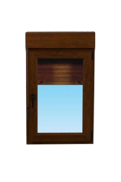 VENTANA PVC NOGAL OSCILOBATIENTE CON PERSIANA 70 X 118 CM 