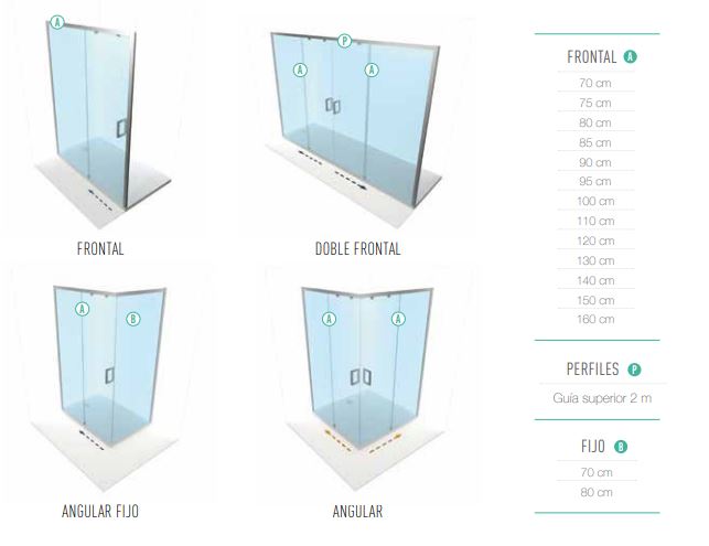 MAMPARA DUCHA MODULAR FRONTAL - 110 cm - TRANSPARENTE